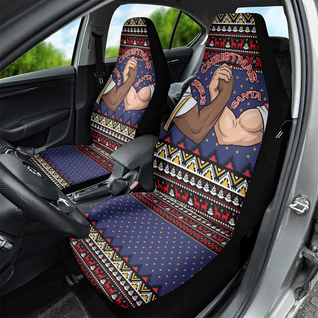 Santa And Jesus Christmas Christmas Car Seat Cover Xmas Holiday Patterns - Wonder Print Shop