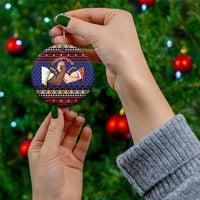 Santa And Jesus Christmas Ceramic Ornament Xmas Holiday Patterns - Wonder Print Shop