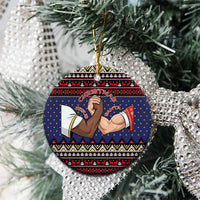 Santa And Jesus Christmas Ceramic Ornament Xmas Holiday Patterns - Wonder Print Shop