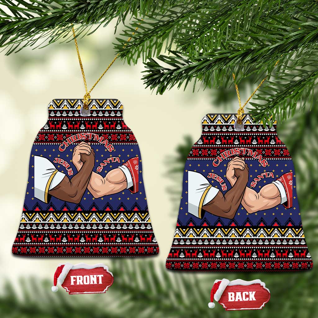 Santa And Jesus Christmas Ceramic Ornament Xmas Holiday Patterns - Wonder Print Shop