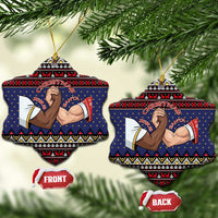 Santa And Jesus Christmas Ceramic Ornament Xmas Holiday Patterns - Wonder Print Shop
