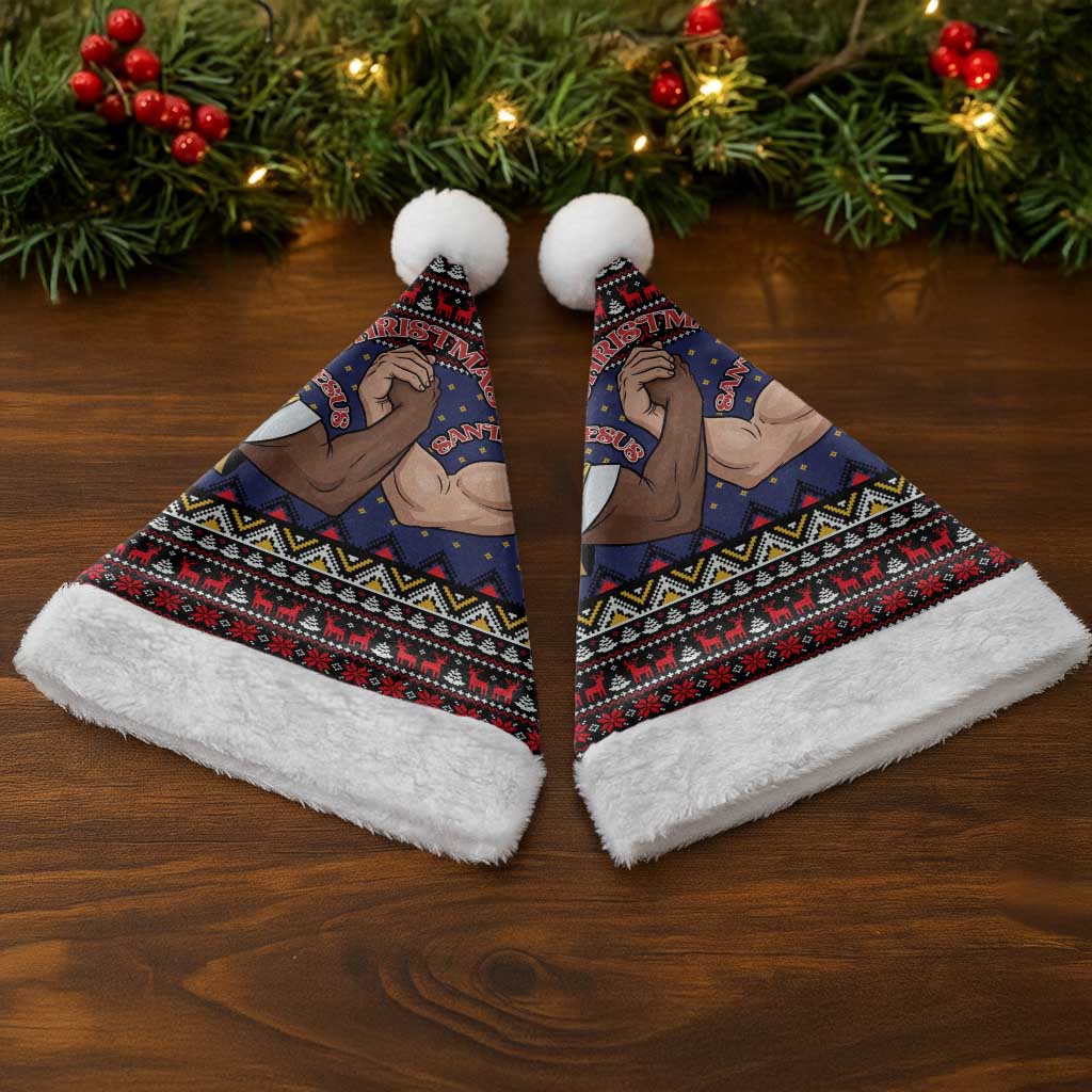 Santa And Jesus Christmas Christmas Santa Hat Xmas Holiday Patterns - Wonder Print Shop