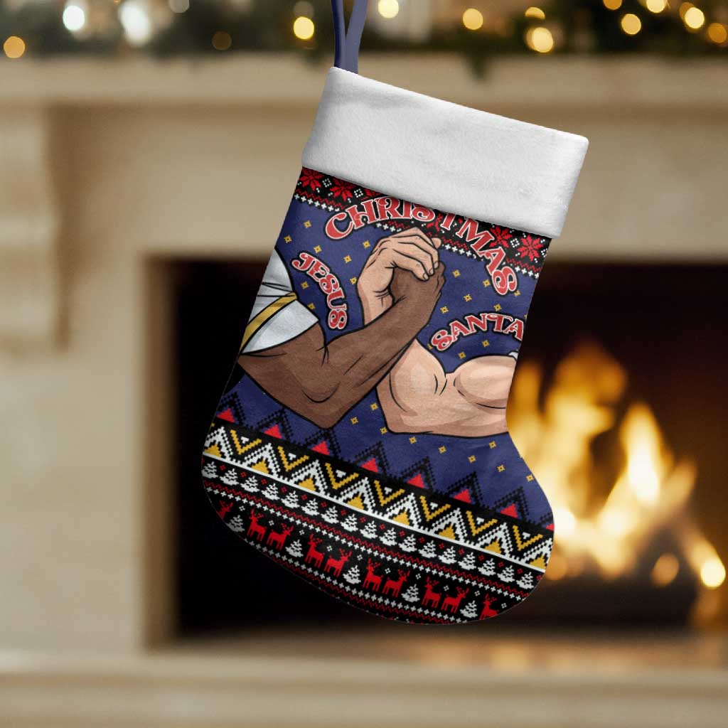Santa And Jesus Christmas Christmas Stocking Xmas Holiday Patterns - Wonder Print Shop