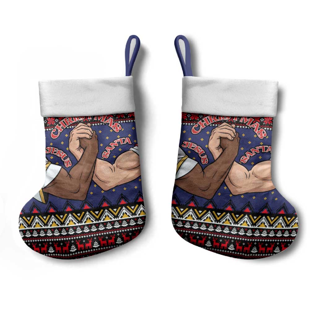 Santa And Jesus Christmas Christmas Stocking Xmas Holiday Patterns - Wonder Print Shop