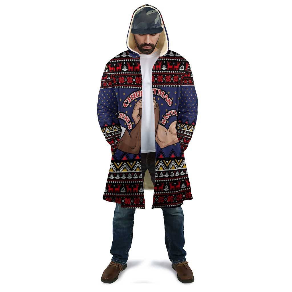 Santa And Jesus Christmas Christmas Cloak Xmas Holiday Patterns - Wonder Print Shop