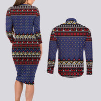 Santa And Jesus Christmas Christmas Couples Matching Long Sleeve Bodycon Dress and Long Sleeve Button Shirt Xmas Holiday Patterns - Wonder Print Shop