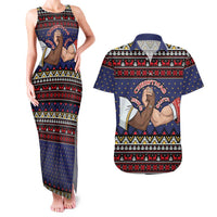 Santa And Jesus Christmas Christmas Couples Matching Tank Maxi Dress and Hawaiian Shirt Xmas Holiday Patterns - Wonder Print Shop