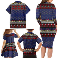 Santa And Jesus Christmas Christmas Family Matching Long Sleeve Bodycon Dress and Hawaiian Shirt Xmas Holiday Patterns - Wonder Print Shop