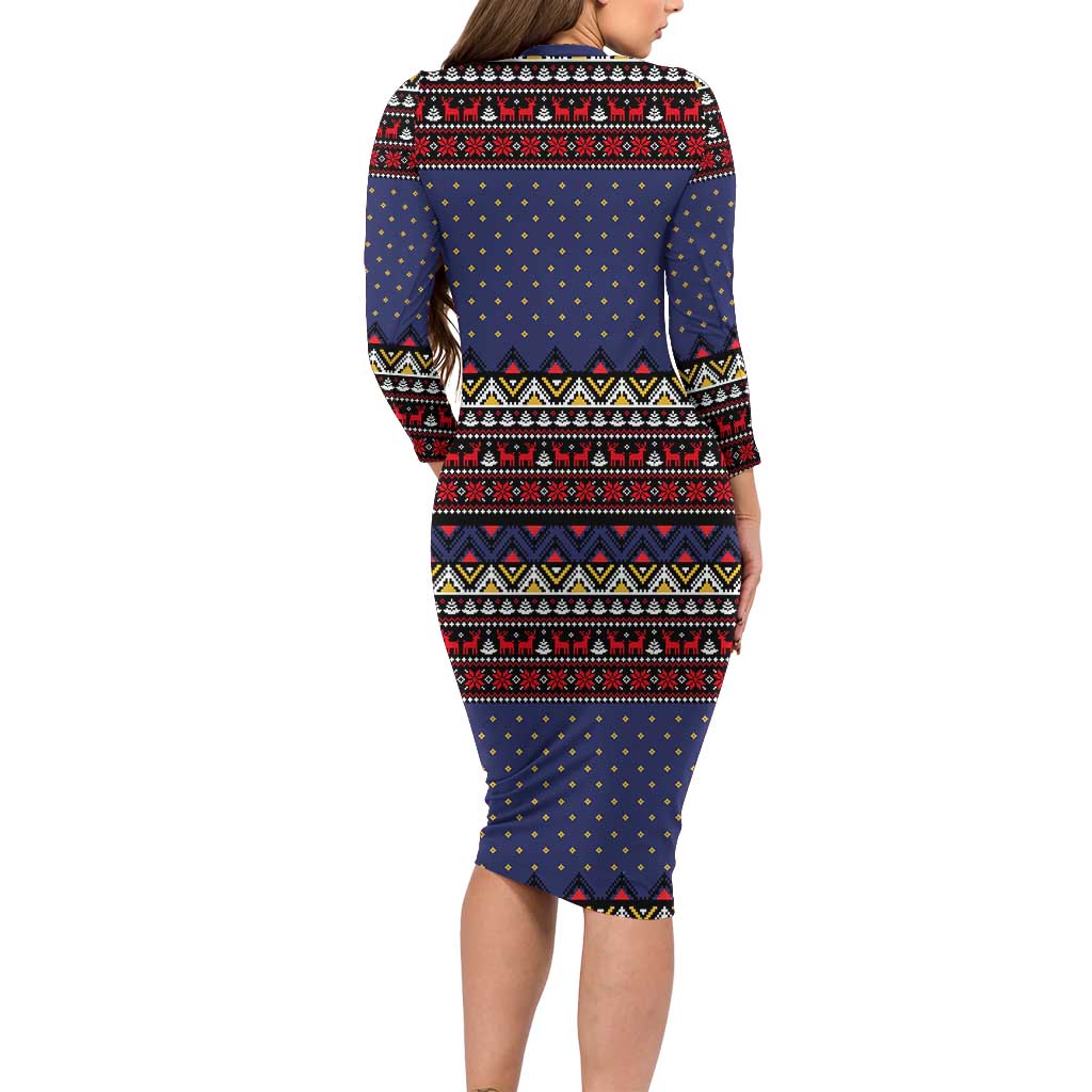 Santa And Jesus Christmas Christmas Family Matching Long Sleeve Bodycon Dress and Hawaiian Shirt Xmas Holiday Patterns - Wonder Print Shop