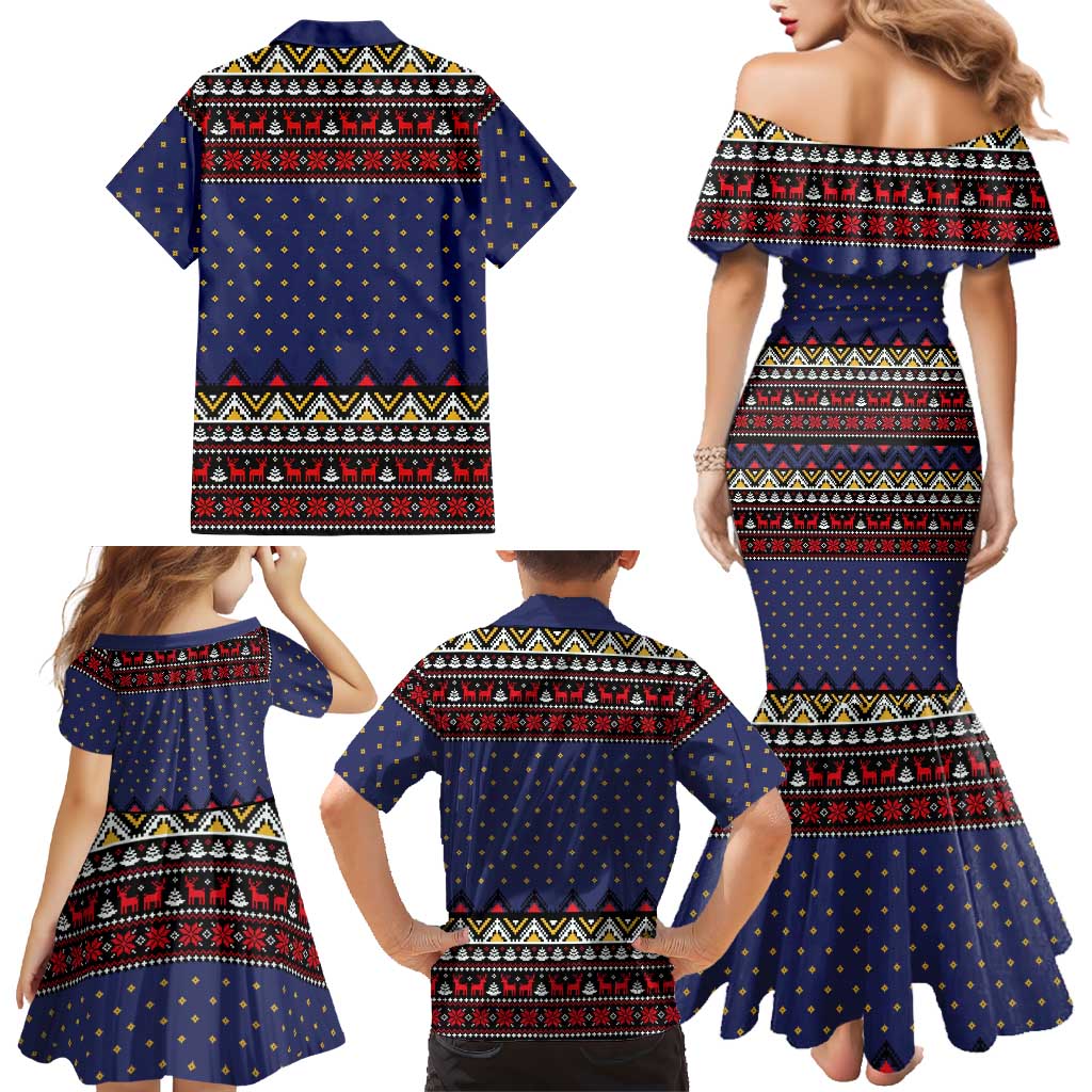 Santa And Jesus Christmas Christmas Family Matching Mermaid Dress and Hawaiian Shirt Xmas Holiday Patterns - Wonder Print Shop