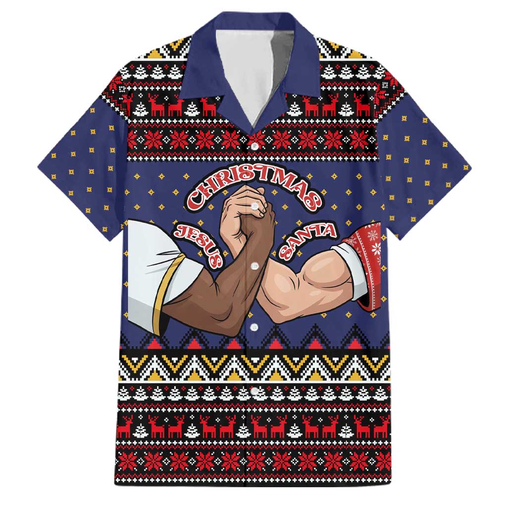 Santa And Jesus Christmas Christmas Family Matching Mermaid Dress and Hawaiian Shirt Xmas Holiday Patterns - Wonder Print Shop