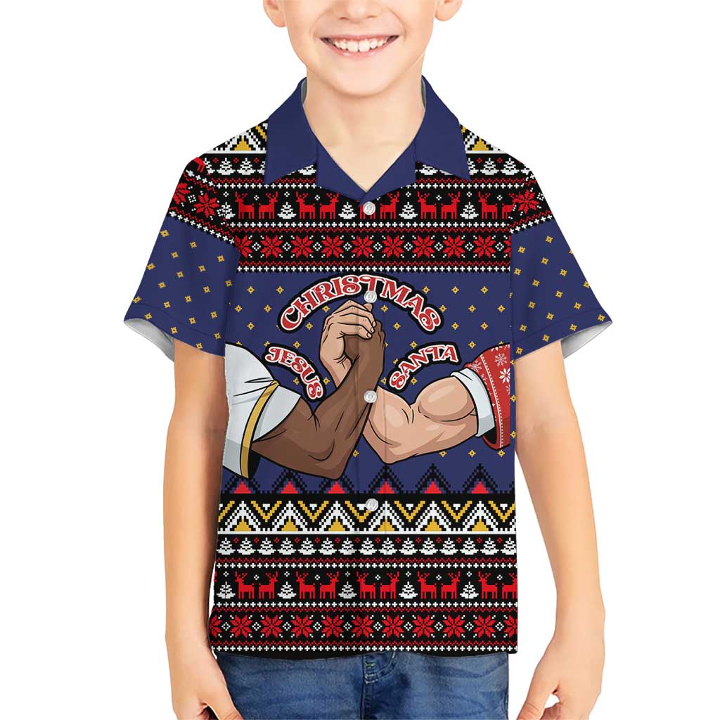 Santa And Jesus Christmas Christmas Family Matching Mermaid Dress and Hawaiian Shirt Xmas Holiday Patterns - Wonder Print Shop