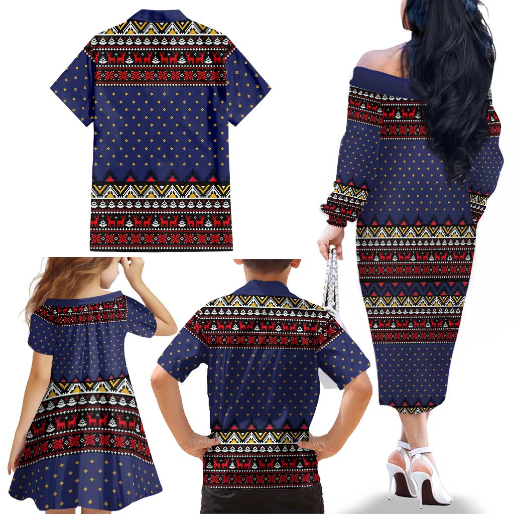 Santa And Jesus Christmas Christmas Family Matching Off The Shoulder Long Sleeve Dress and Hawaiian Shirt Xmas Holiday Patterns - Wonder Print Shop