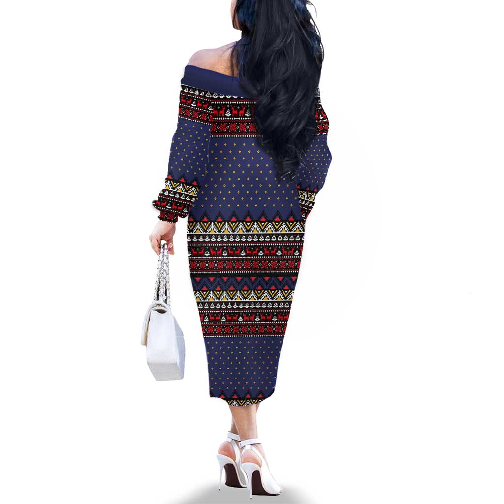 Santa And Jesus Christmas Christmas Family Matching Off The Shoulder Long Sleeve Dress and Hawaiian Shirt Xmas Holiday Patterns - Wonder Print Shop