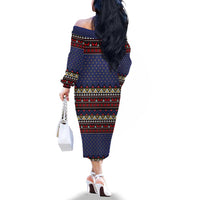 Santa And Jesus Christmas Christmas Family Matching Off The Shoulder Long Sleeve Dress and Hawaiian Shirt Xmas Holiday Patterns - Wonder Print Shop