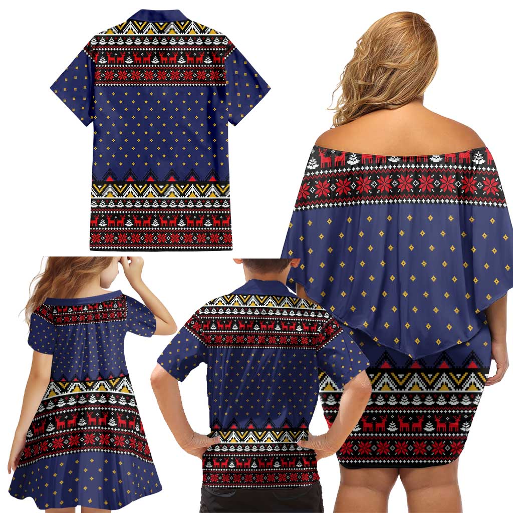 Santa And Jesus Christmas Christmas Family Matching Off Shoulder Short Dress and Hawaiian Shirt Xmas Holiday Patterns - Wonder Print Shop