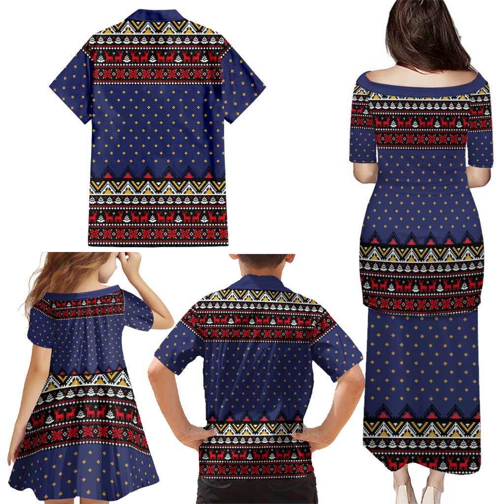 Santa And Jesus Christmas Christmas Family Matching Puletasi and Hawaiian Shirt Xmas Holiday Patterns - Wonder Print Shop