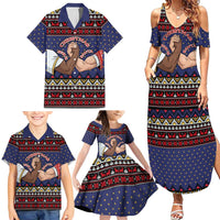 Santa And Jesus Christmas Christmas Family Matching Summer Maxi Dress and Hawaiian Shirt Xmas Holiday Patterns - Wonder Print Shop