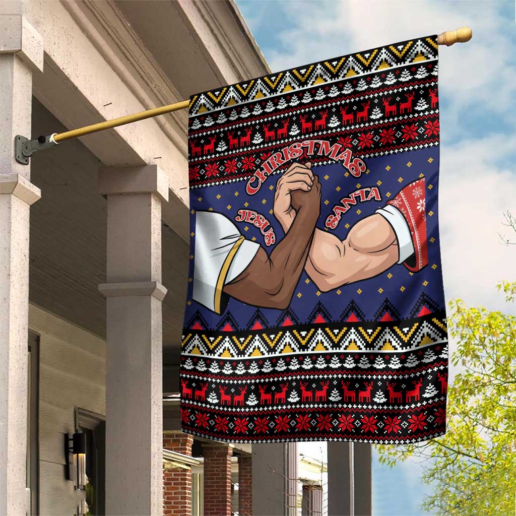 Santa And Jesus Christmas Christmas Garden Flag Xmas Holiday Patterns - Wonder Print Shop