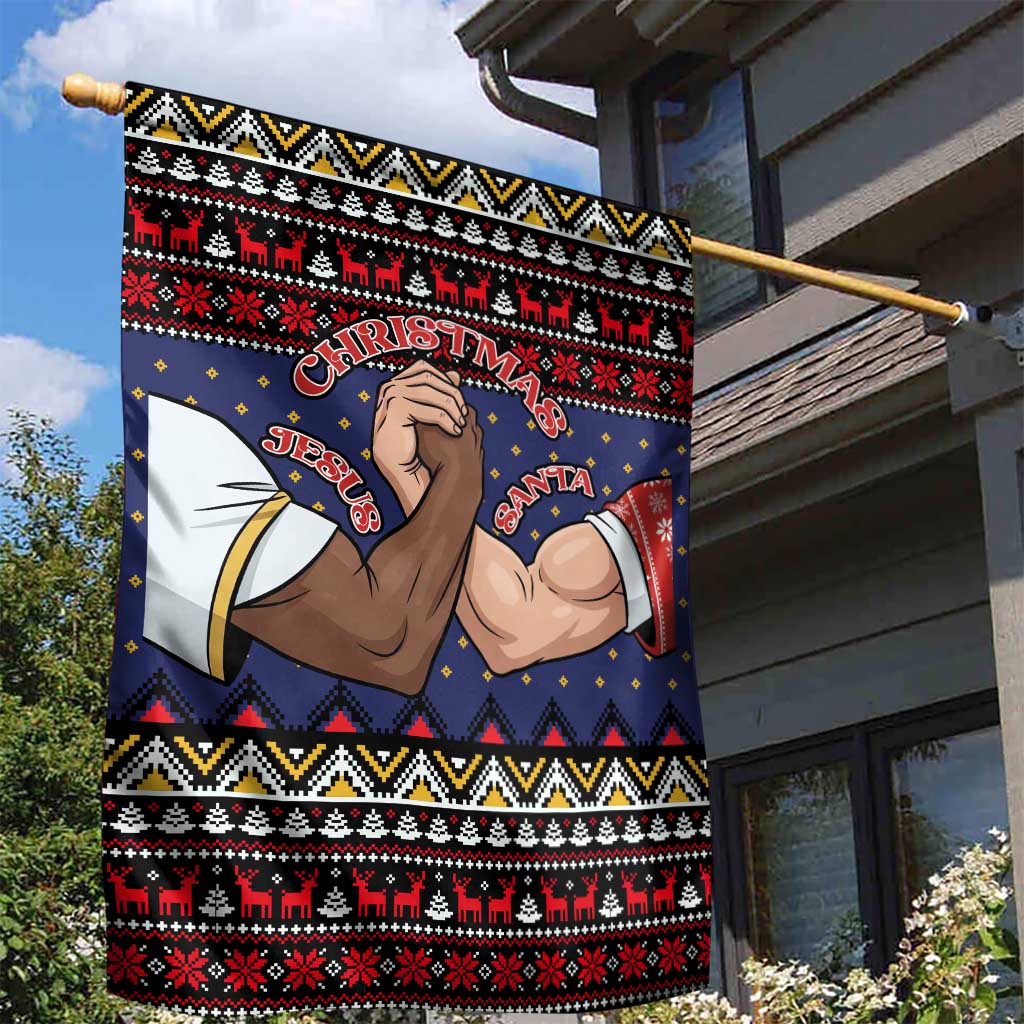 Santa And Jesus Christmas Christmas Garden Flag Xmas Holiday Patterns - Wonder Print Shop