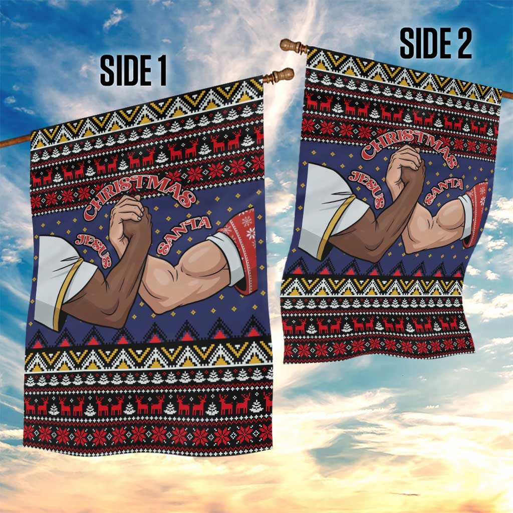 Santa And Jesus Christmas Christmas Garden Flag Xmas Holiday Patterns - Wonder Print Shop