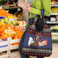Santa And Jesus Christmas Christmas Grocery Bag Xmas Holiday Patterns - Wonder Print Shop