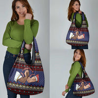 Santa And Jesus Christmas Christmas Grocery Bag Xmas Holiday Patterns - Wonder Print Shop