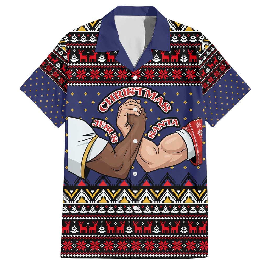 Santa And Jesus Christmas Christmas Hawaiian Shirt Xmas Holiday Patterns - Wonder Print Shop