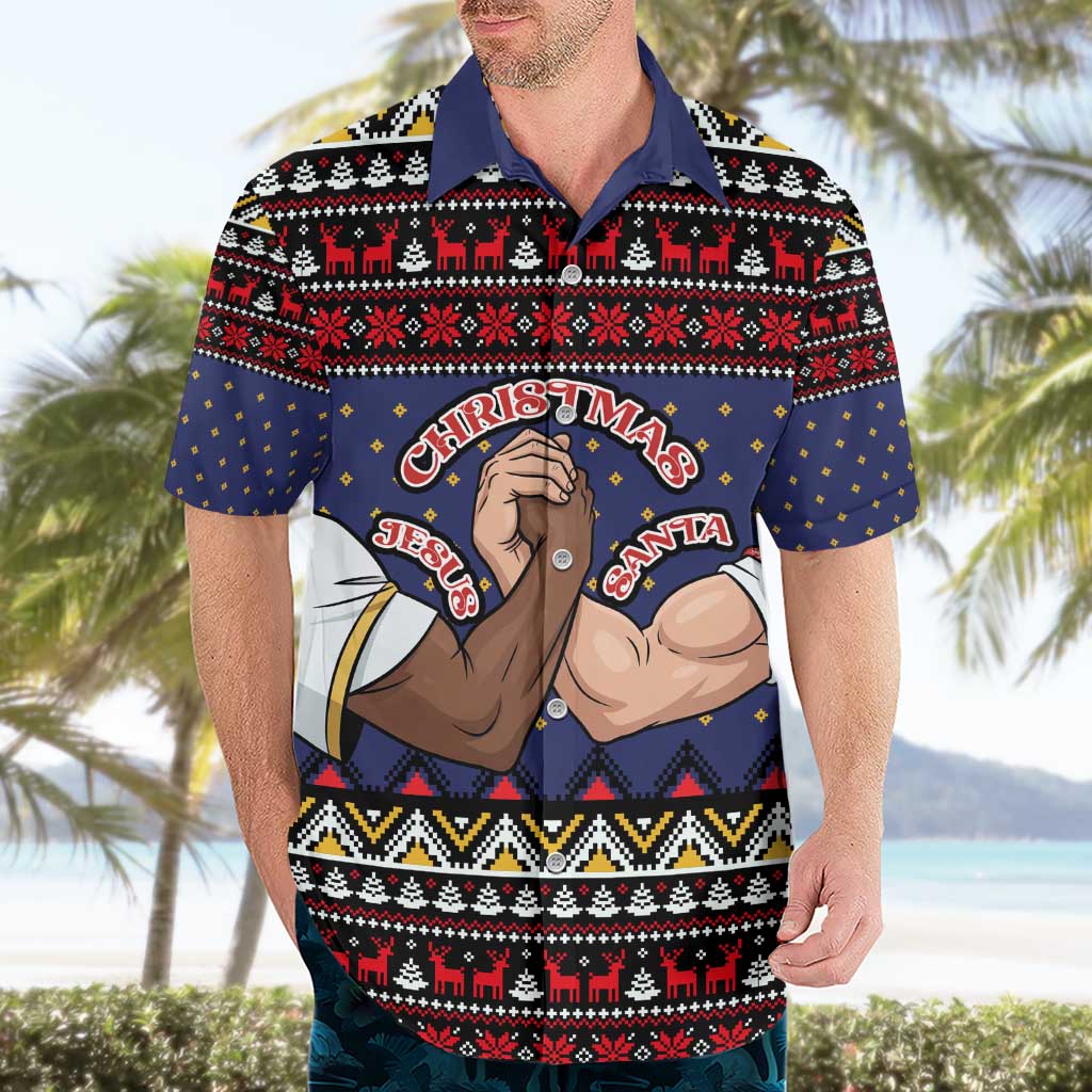 Santa And Jesus Christmas Christmas Hawaiian Shirt Xmas Holiday Patterns - Wonder Print Shop