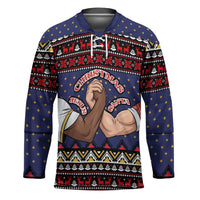 Santa And Jesus Christmas Christmas Hockey Jersey Xmas Holiday Patterns - Wonder Print Shop