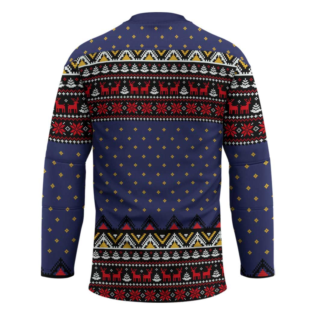 Santa And Jesus Christmas Christmas Hockey Jersey Xmas Holiday Patterns - Wonder Print Shop