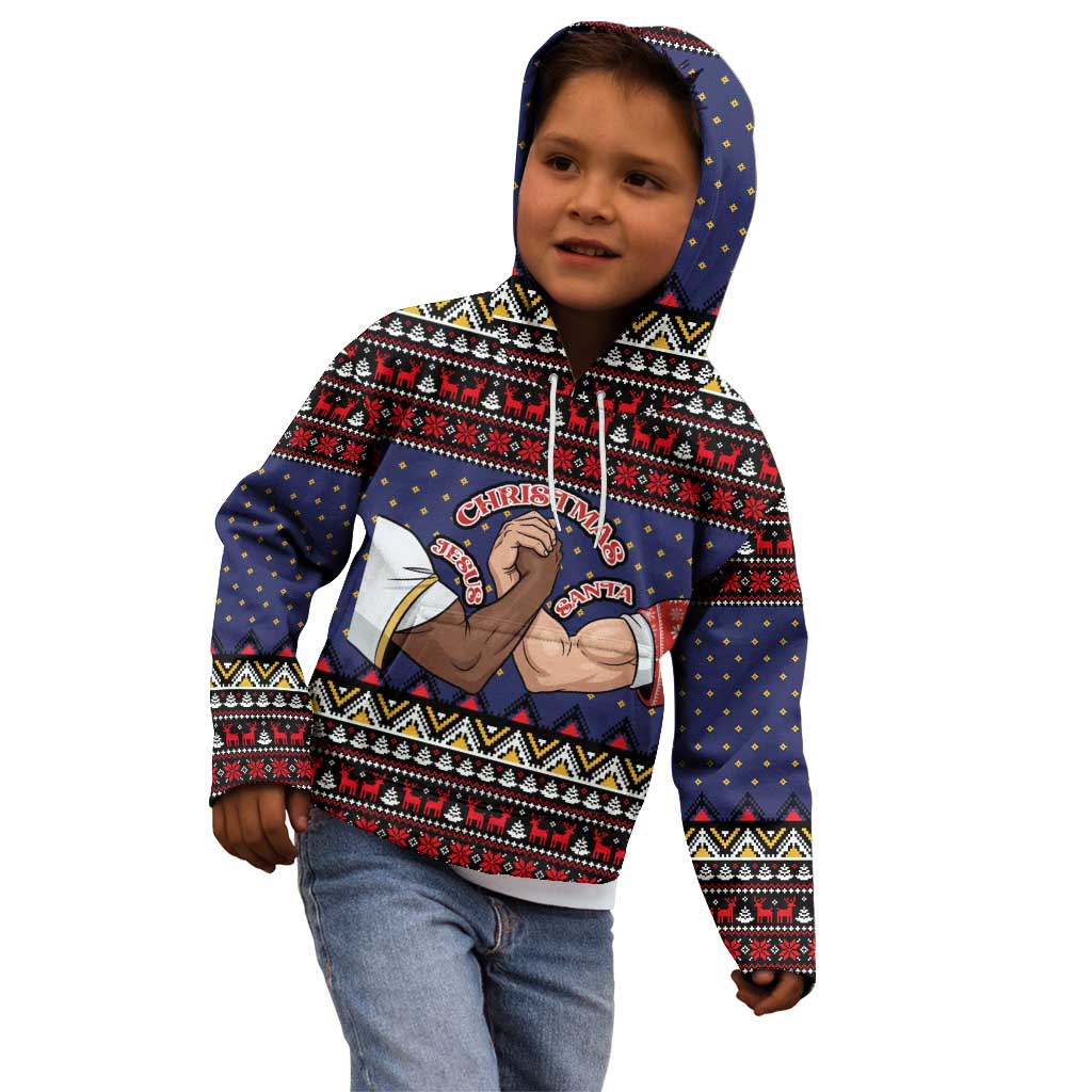 Santa And Jesus Christmas Christmas Kid Hoodie Xmas Holiday Patterns - Wonder Print Shop