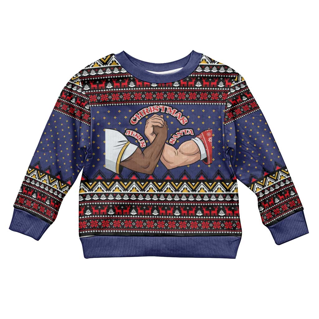 Santa And Jesus Christmas Kid Ugly Christmas Sweater Xmas Holiday Patterns - Wonder Print Shop