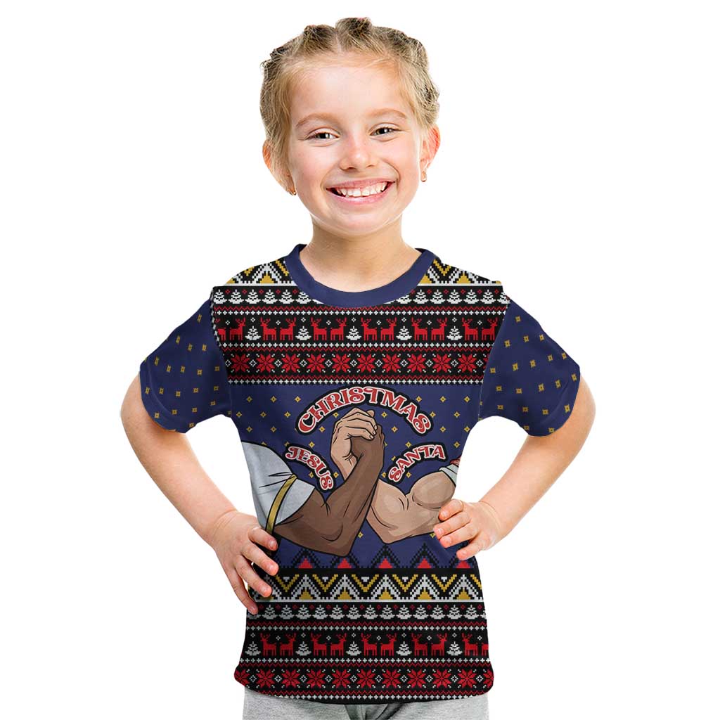 Santa And Jesus Christmas Christmas Kid T Shirt Xmas Holiday Patterns - Wonder Print Shop