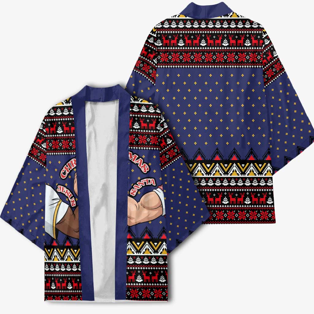 Santa And Jesus Christmas Christmas Kimono Xmas Holiday Patterns - Wonder Print Shop