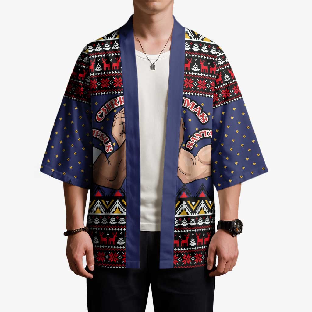Santa And Jesus Christmas Christmas Kimono Xmas Holiday Patterns - Wonder Print Shop