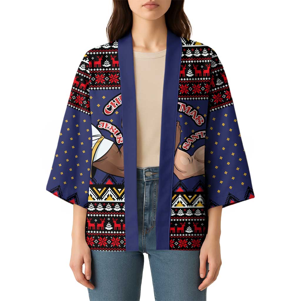 Santa And Jesus Christmas Christmas Kimono Xmas Holiday Patterns - Wonder Print Shop