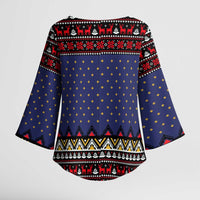 Santa And Jesus Christmas Christmas Kimono Sleeve Blouse Xmas Holiday Patterns - Wonder Print Shop