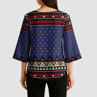 Santa And Jesus Christmas Christmas Kimono Sleeve Blouse Xmas Holiday Patterns - Wonder Print Shop