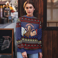 Santa And Jesus Christmas Ugly Christmas Sweater Xmas Holiday Patterns - Wonder Print Shop
