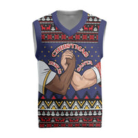 Santa And Jesus Christmas Christmas Knitted V-Neck Vest Xmas Holiday Patterns - Wonder Print Shop