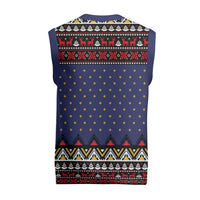 Santa And Jesus Christmas Christmas Knitted V-Neck Vest Xmas Holiday Patterns - Wonder Print Shop