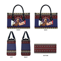 Santa And Jesus Christmas Christmas Leather Bag Xmas Holiday Patterns - Wonder Print Shop