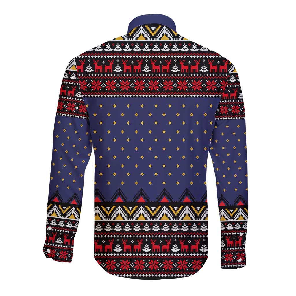 Santa And Jesus Christmas Christmas Long Sleeve Button Shirt Xmas Holiday Patterns - Wonder Print Shop