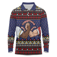 Santa And Jesus Christmas Christmas Long Sleeve Polo Shirt Xmas Holiday Patterns - Wonder Print Shop