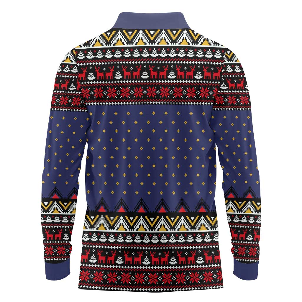 Santa And Jesus Christmas Christmas Long Sleeve Polo Shirt Xmas Holiday Patterns - Wonder Print Shop