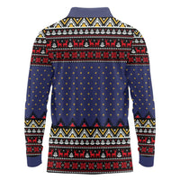 Santa And Jesus Christmas Christmas Long Sleeve Polo Shirt Xmas Holiday Patterns - Wonder Print Shop