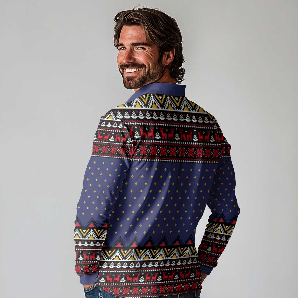 Santa And Jesus Christmas Christmas Long Sleeve Polo Shirt Xmas Holiday Patterns - Wonder Print Shop