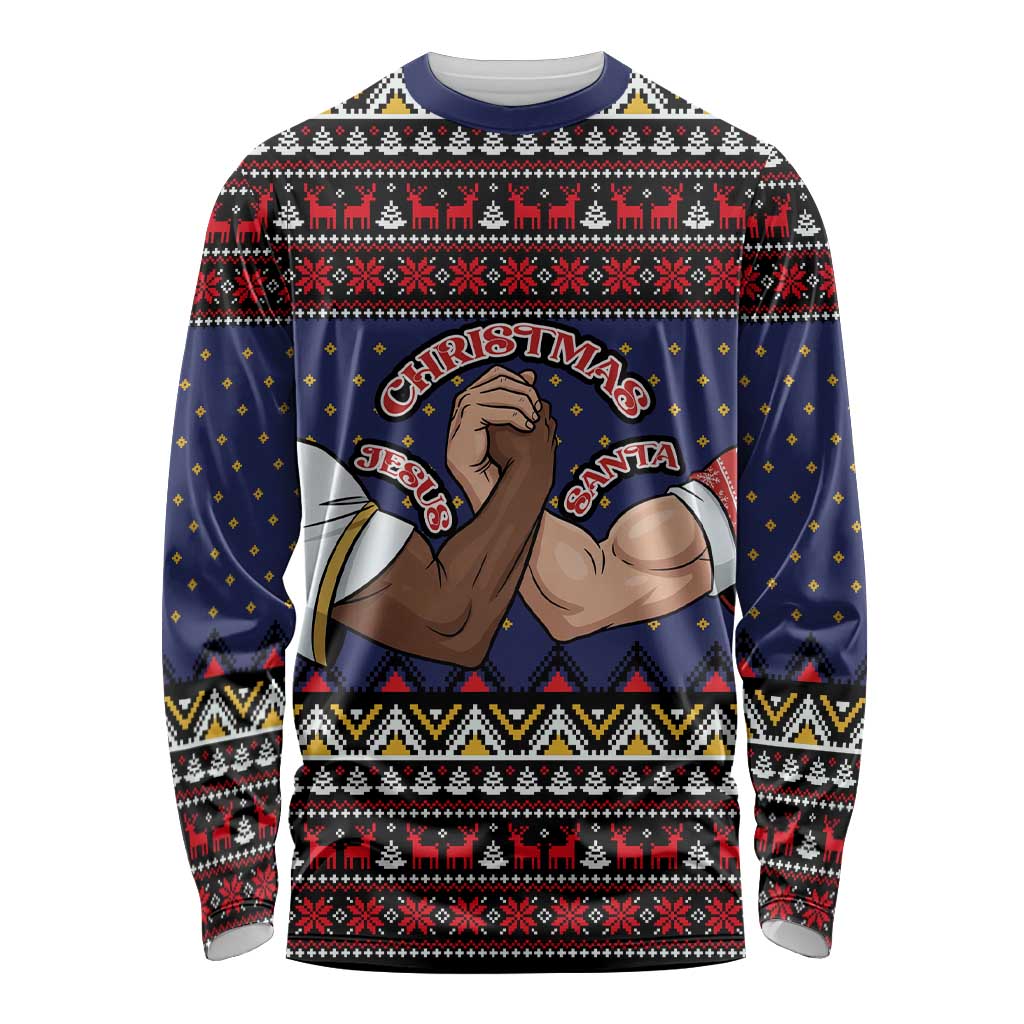 Santa And Jesus Christmas Christmas Long Sleeve Shirt Xmas Holiday Patterns - Wonder Print Shop