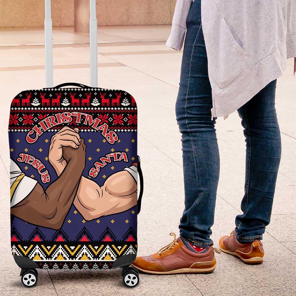 Santa And Jesus Christmas Christmas Luggage Cover Xmas Holiday Patterns - Wonder Print Shop
